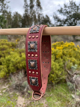 Coleira para Cães de Couro com Enfeites Quadrados (Vermelho XL)