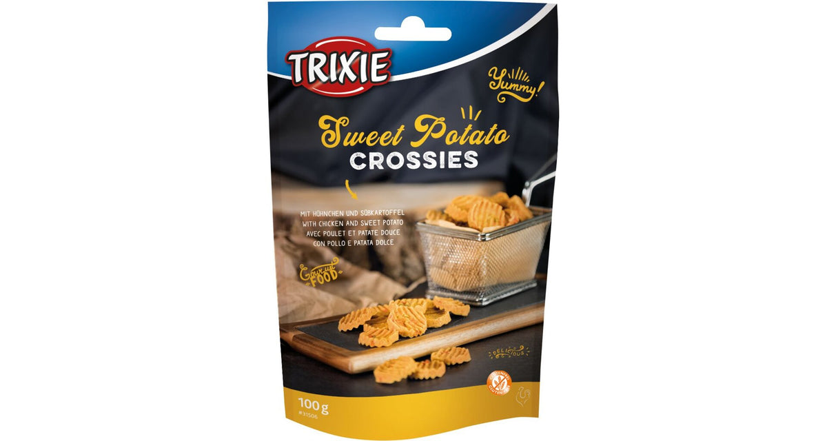 Trixie Sweet Potato Crossies - Snacks de frango e batata doce sem glúten